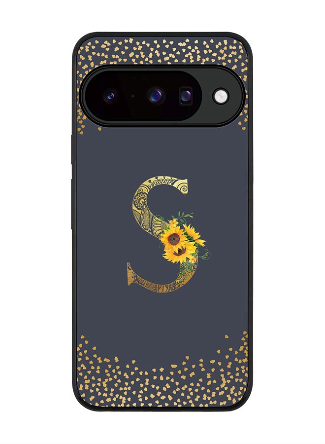 For Google Pixel 10 Case,Slim fit Camera Protection, Shockproof Thin Phone cover  - Custom Floral Monogram - S  (Grey )